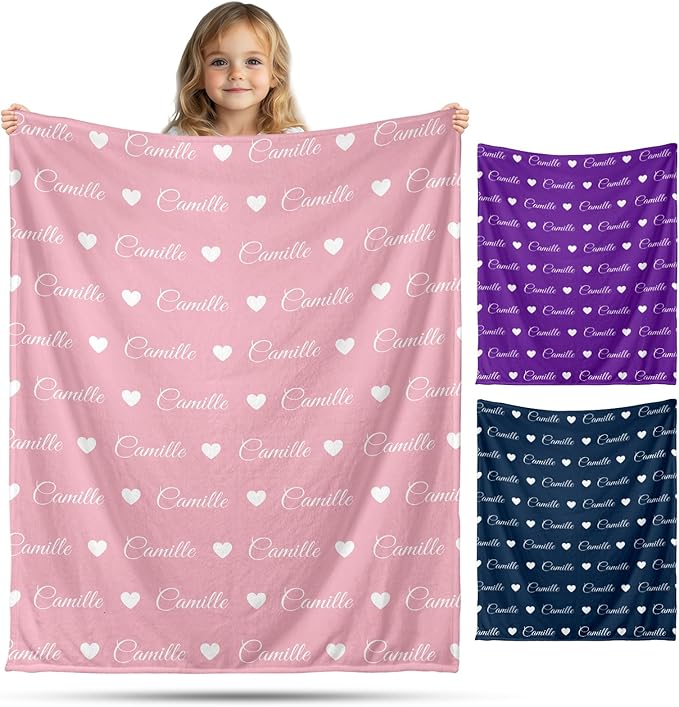 Ship Next Day, Personalized Baby Blanket for Boys Girls - Printed in USA, Custom Baby Blanket with Name Super Soft Plush Flannel, Easter Christmas Brithday Gifts for Baby Shower Kids Toddlers Newborn
