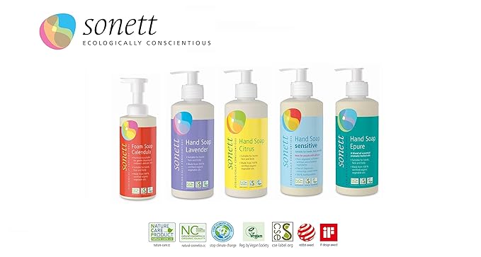 Sonett Organic Foam Soap Calendula for children liquid body care suitable for hands, face and body (1 Count) Certified Organically Grown
