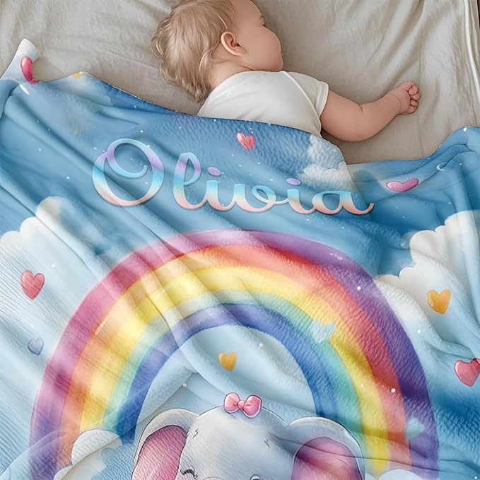 Ship Next Day, Personalized Baby Blanket for Boys Girls - Printed in USA, Custom Baby Blanket with Name Super Soft Plush Flannel, Easter Christmas Brithday Gifts for Baby Shower Kids Toddlers Newborn