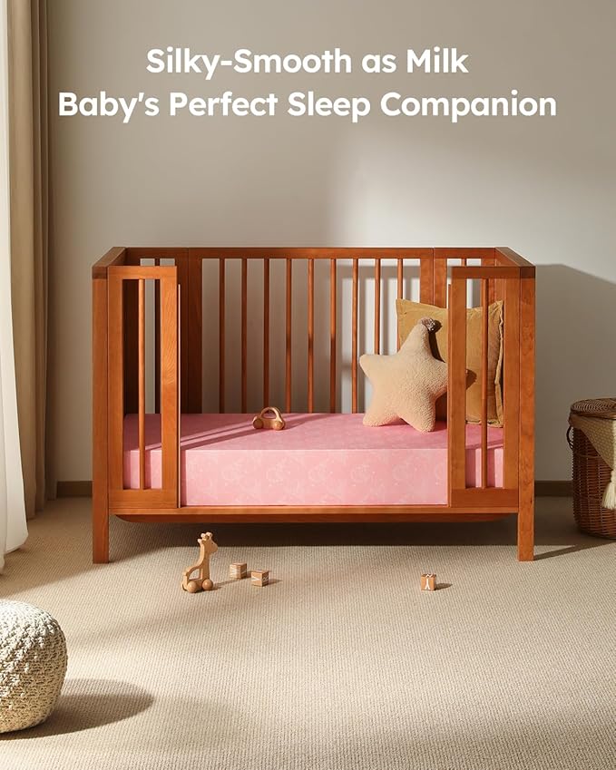 Baby Crib Sheets for Boys Girls, Fitted Crib Sheet Neutral 3 Pack for Standard Crib and Toddler Mattress, Breathable Soft Microfiber Baby Sheet 28x52x8in Pink White Moon