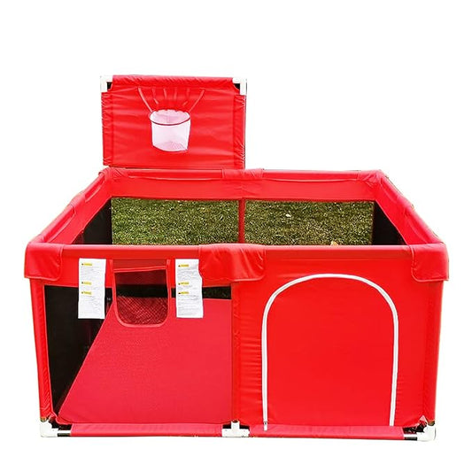 Portable Large Baby Ball Pit Playpen Playard Fence with Basketball Hoop Breathable Mesh for Indoors Outdoors Infant Toddler Kids Large