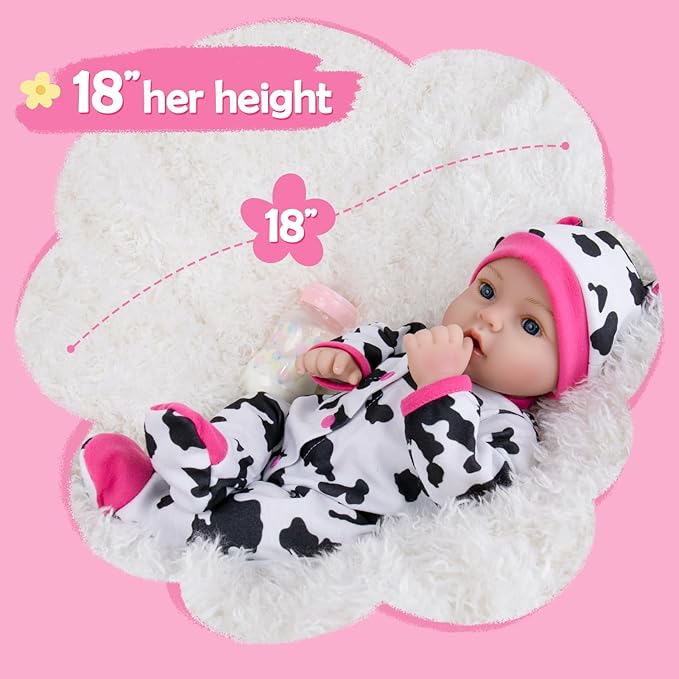 Aori Reborn Baby Girl Doll Realistic - 18" Premium Weighted Lifelike Newborn Dolls with Poseable Limbs and Cloth Body, Nice Gift for Kids 3+, Elderly and Collectors
