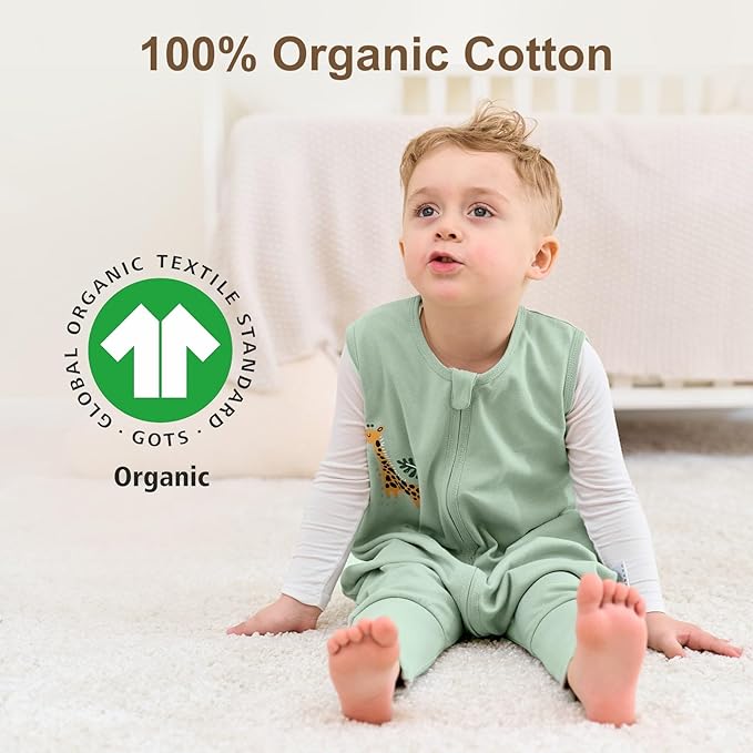 Yoofoss Toddler Sleep Sack with Feet 12-24 Months 100% Organic Cotton Baby Sleep Sack with Legs Toddler Wearable Blanket with 2-Way Zipper