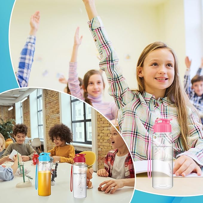 Olgaa 12 Pack Water Bottles Bulk 17 oz End of the Year Gifts for Students Kids from Teacher Reusable Leak Portable Plastic Sports Summer Drink Water Bottles with Handle Strap for Cycling Camping