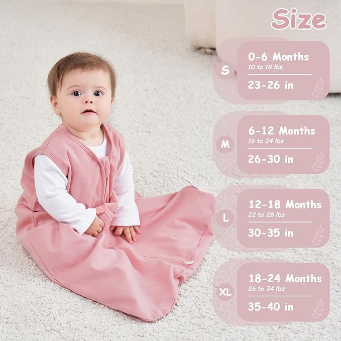 Looxii Baby Sleep Sack 0.5 TOG, 100% Cotton 3 Pack Wearable Blanket Baby Sleep Bag for Newborn Infant, 2-Way Zipper Lightweight Toddler Sleeping Sack 6-12 Months