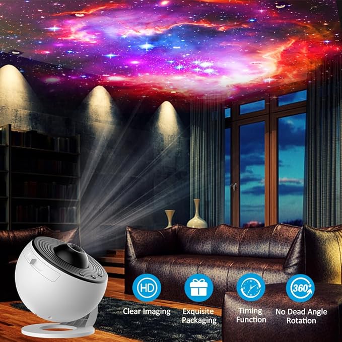 Star Projector,Upgraded Planetarium Projector for Bedroom,Educational Audio Galaxy Projector with 4K Replaceable 13 Galaxy Discs,Sky Light Living Room Decor,Night Light for Kids Room Valentines Gift