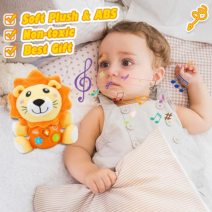 Baby Toys 6 to 12 Months - Infant Baby Musical Lion Plush Toy for Boys & Girls - Newborn to 1 Year Old
