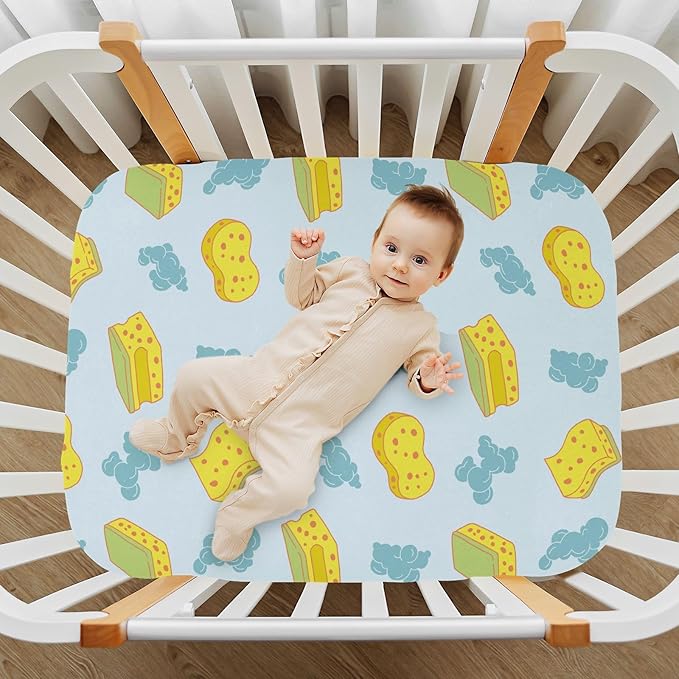 Baby Crib Sheets Sponge Foam Bubbles Pattern Crib Sheets for Boys Girls,Neutral Bassinet Toddler Bed Play Sheets Breathable Soft and Portable 52 * 28 * 9in