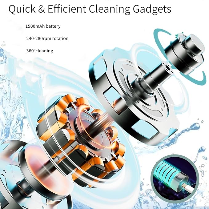 Powerful Electric Baby Bottle Brush Cleaner Set,Complete with Silicone Bottle/Nipple/Gap/Straw Brushes,Plus a Dispenser and Foldable Drying Rack,Effort Electric Cleaning Brush,Portable Travel Set
