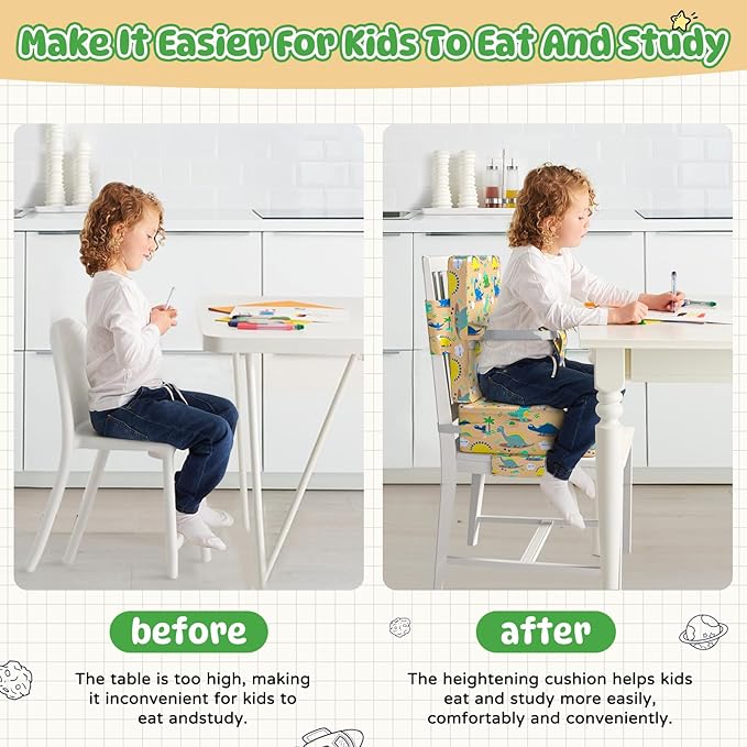 Booster Seat for Dining Table, Toddler Booster Seat for Dining Table with Safety Buckles, Anti-Scratch Easy Cleaning Kids Toddler Booster Seat for Table