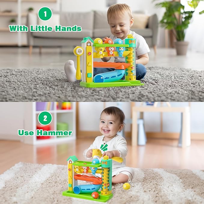 Musical Toys for 1 Year Old Boy Girl, Bilingual Learning Educational Toys with Music Light, Toddlers Ball Drop Toy 1-2 Yr, Gifts Presents for 1 Year Old Boy Girl, 1st First Birthday Gifts