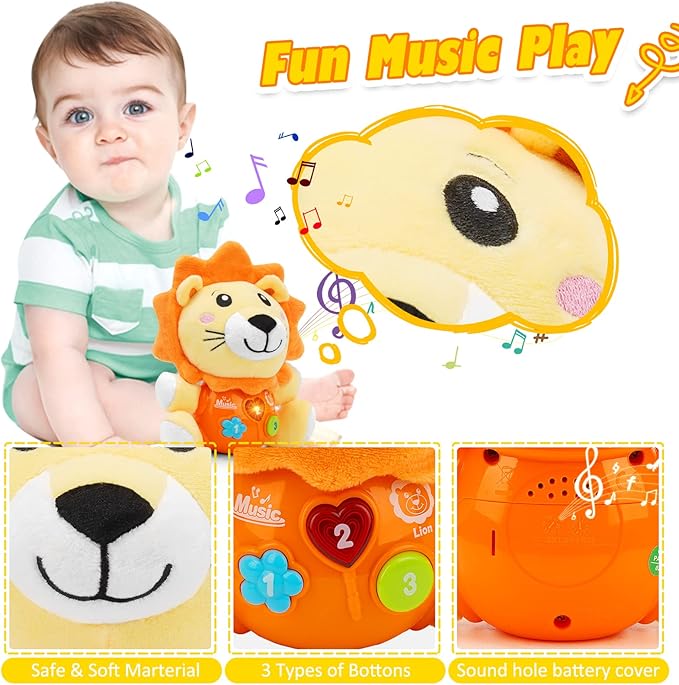 Baby Toys 6 to 12 Months - Infant Baby Musical Lion Plush Toy for Boys & Girls - Newborn to 1 Year Old