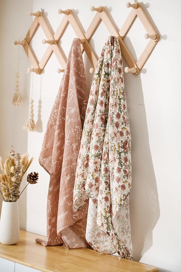 Little Jump 2 Pack Western Wild Flowers Muslin Swaddle Blankets for Baby Girls, Receiving Blanket Large 47 x 47 inches, Soft Breathable Muslin Baby Blanket for Newborn(Vintage Floral)