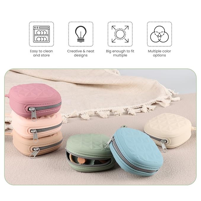Silicone Pacifier Case for Diaper Bag, Newborn Baby Pacifier Holder Case For Boys & Girls (Color 3)