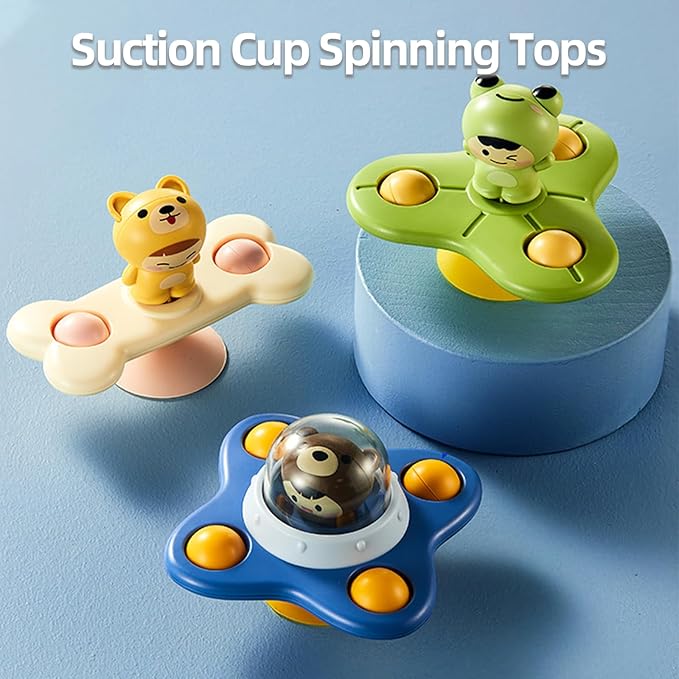 Suction Cup Spinner Toys for Boys, Sensory Spinning Tops Toy for Toddlers, First Birthday Baby Gifts for Girls(Group G)