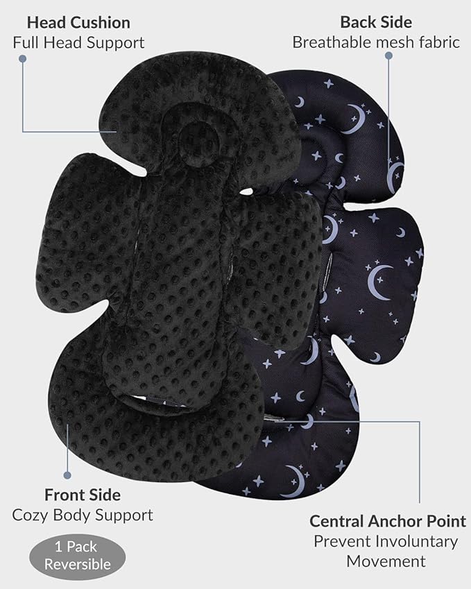 Generic Infant Car Seat Insert Compatible with Mamaroo Swing & Graco Swing and Infant Car Seat, Newborn Insert Baby Head Body Support, Reversible Design, Breathable Soft Fabric, 1Pcs - Dot, Black
