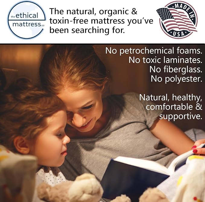 Ethical Mattress CO 10" Toxin-Free Hybrid Mattress, Made in The USA with Organic Cotton, Wool, Latex & Pocketed Coils (No Fiberglass or Polyfoams) Comfortable & Supportive Bed-in-Box - Twin Size