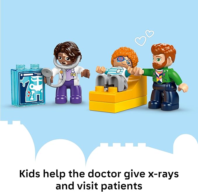LEGO DUPLO Town First Time Visit with The Doctor Office Building Toy Playset - Preschool Learning and Educational Toy for Toddlers, Boys and Girls, Ages 2+ - Baby Gift Idea - 10449