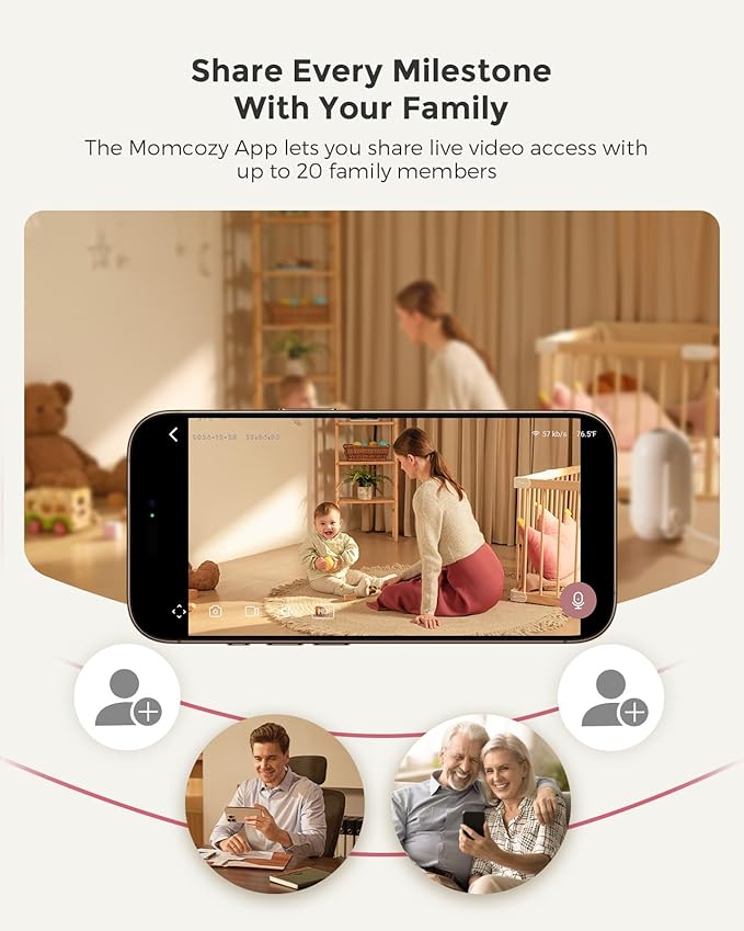 Momcozy BM04 Smart WiFi Baby Monitor with 2 Cameras, 5’’ 1080P Split Screen Video Baby Monitor with Camera and Audio, Clear Night Vision, 5000mAh Battery, 2-Way Audio