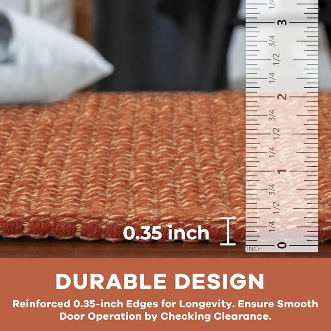 KOZYFLY Long Runners for Hallways 2x12 ft Washable Kitchen Runner Non Slip Rubber Backed Hallway Rugs Cotton Entryway Runner Rug Floor Carpet for Indoor Hall, Backdoor, Kitchen, Orange/Tan
