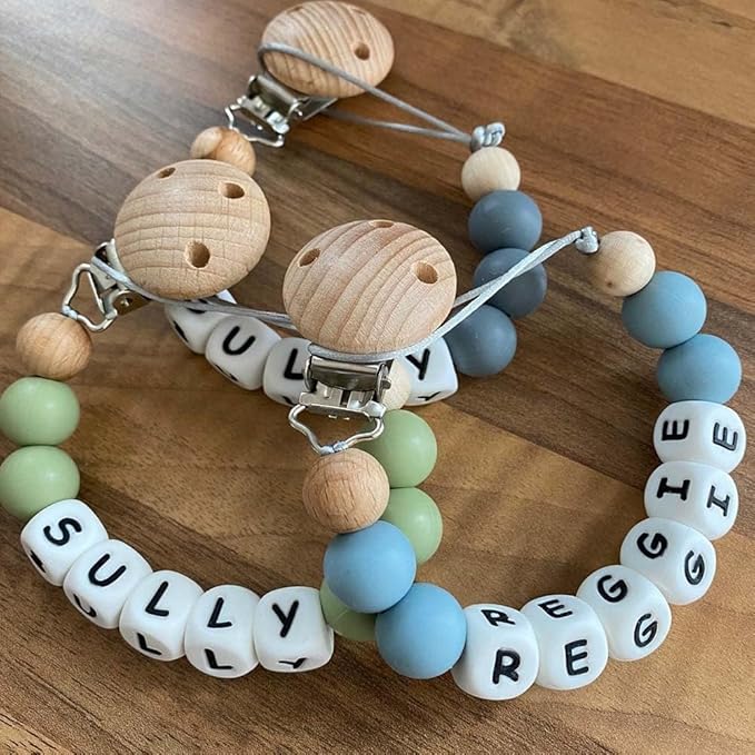Personalized Pacifier Clip with Name, Customized Pacifier Clip Monogram Silicone Chain for Baby Girl Boys
