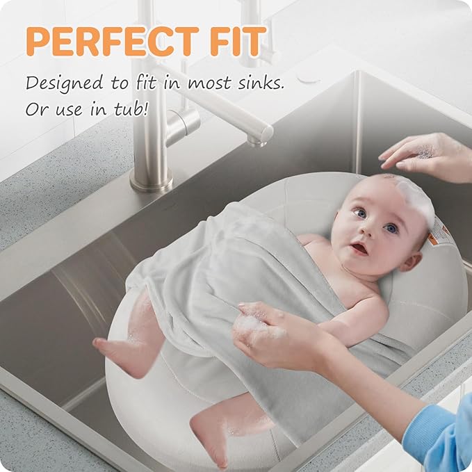 Inflatable Baby Bathtub, NICEMER Infant Bathtub Sink Bather Includes Microfleece Cover 2-in-1 Detachable Swaddle Wings and Storage Bag, Present for 0-6 Months Newborns, Portable Home Travel