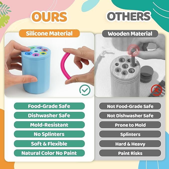 Shape & Color Sorting Montessori Baby Toddler Toys for 1 2 3 Years Boys Girls, Silicone Montessori Toys for 1 Year Old, Fine Motor Skills Sensory Toddlers Toy 1 Year Old Girl and Boy Gift, Sticks