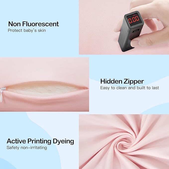 Lucakuins Baby Lounger, Bionic Design, Newborn to 24 Months, Soft Organic Cotton, Breathable, Pink, Portable, 19x4x4 inches