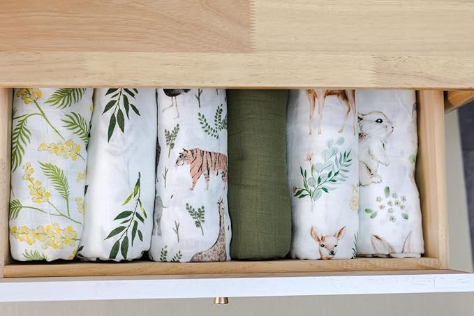 Little Jump Muslin Swaddle Blankets Neutral, Woodland Muslin Baby Blanket Receiving Blanket for Boys & Girls Unisex, Soft Large 47 x 47 inches (Rabbit & Deer)