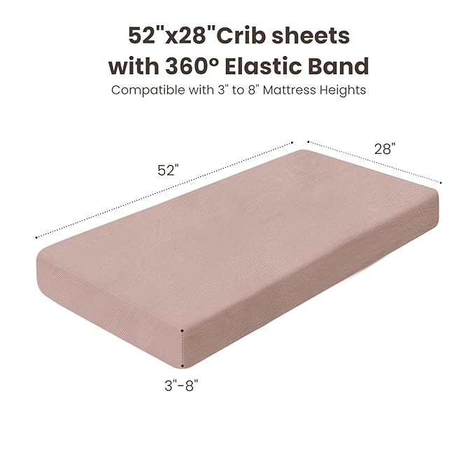 Konssy Muslin Crib Sheets for Boys, Soft Cotton Neutral Baby Sheets for Standard Crib Mattress 2 Pack, 52"x28" (Soft Blooms,Taupe)