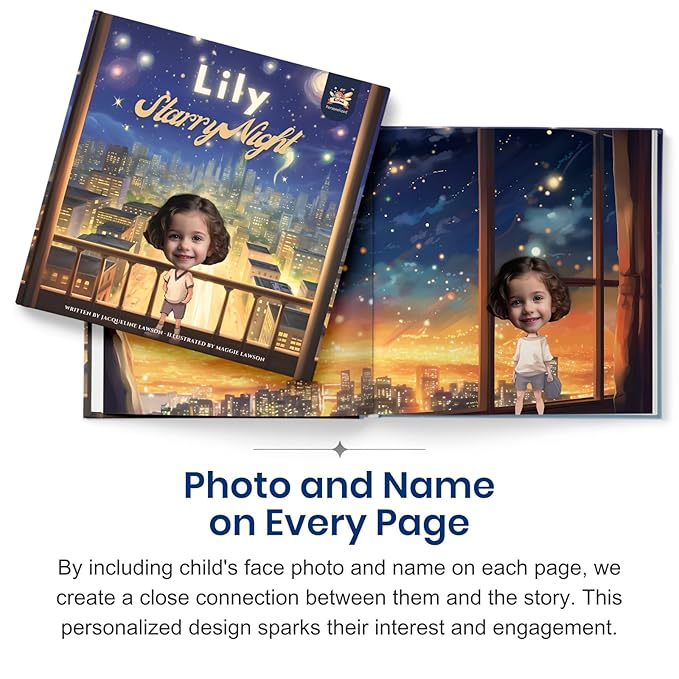 Personalized Children Story Book - Starry Night - Customized Name & Photo - Baby Gifts - Bedtime Story - Elfink (Soft Cover)