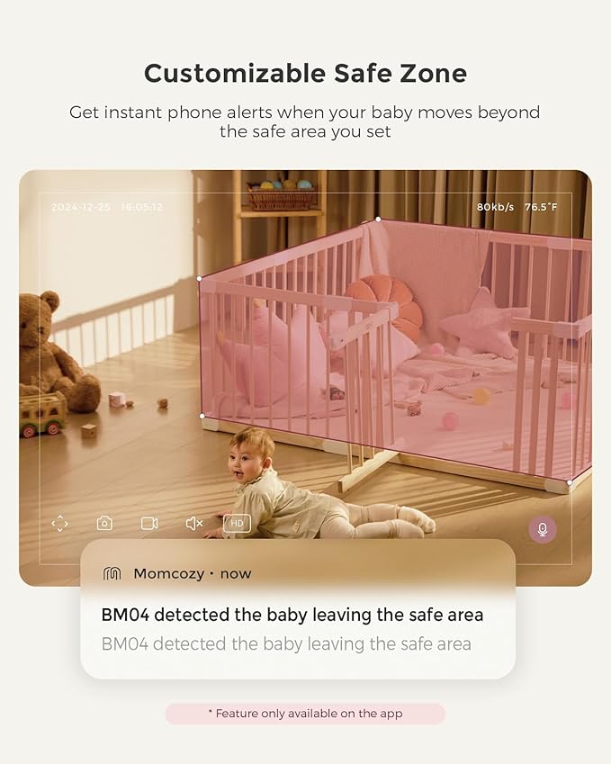 Momcozy BM04 Smart WiFi Baby Monitor with 2 Cameras, 5’’ 1080P Split Screen Video Baby Monitor with Camera and Audio, Clear Night Vision, 5000mAh Battery, 2-Way Audio