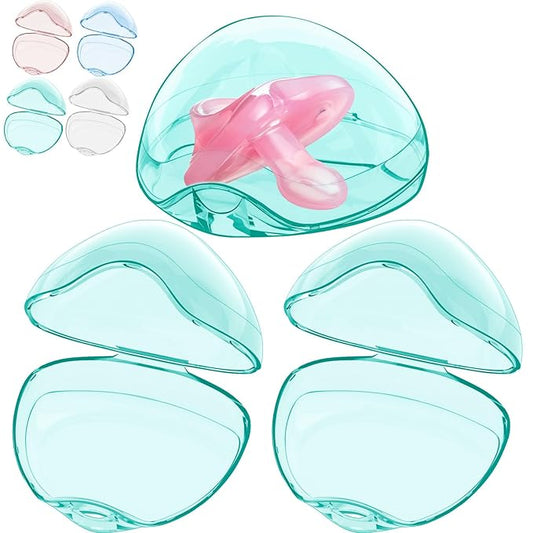 Smlpuame Pacifier Case,3 Pack BPA Free Pacifier Holder Case,Transparent Container Box for Baby Binky(Not Included),Essential Pacifier Accessories,Alway Keep Paci Clean,Easy to Clean(Green)