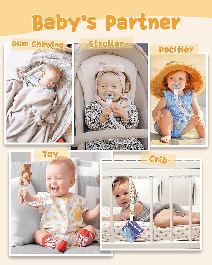 Babygoal Flower Pacifier Clips, 8 Pack Binky Paci Holder Clips for Baby Boys and Girls Fits for Most Pacifier, Binkie Styles & Baby Teethers & Toys and Gift 8PS48-B