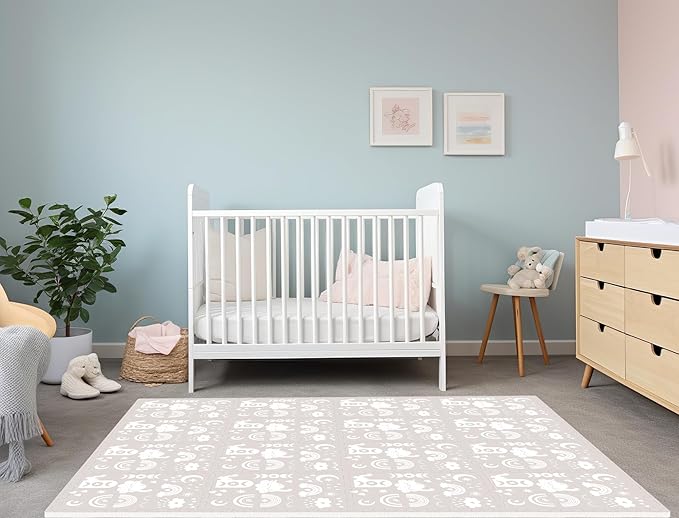 Premium Soft Foam Play Mat for Baby, 5.6 x 4 ft, Easy to Clean - The Perfect Modern Foam Playmat Fits Nicely with Your Kids Playroom Or Home Decor 0.5" Thickness (RainBoho)