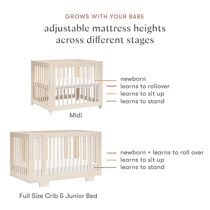 Babyletto Yuzu 8-in-1 Convertible Crib - Conversion Kits Included for Bassinet, Midi Baby Crib Convertible to Toddler Bed, Daybed, Standard & Baby Bed - GREENGUARD Gold Certified - Adjustable Heights