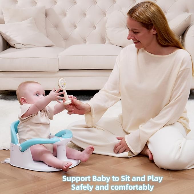 Baby Bath Seat for Babies Sitting Up with Temperature Alert+Soft Cushion+Suction Cup,Infant Bath Seat for Baby 6 Months & Up,Baby Bath Chair Toddler Bath seat for Bathtub Tub Blue