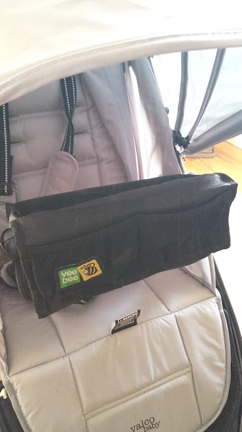 Valco Baby Universal Pocket Pouch Snack Tray – 3 Compartments, Mesh Rear Pouches, Fits Most Single & Twin Strollers, Compatible with All Valco Models