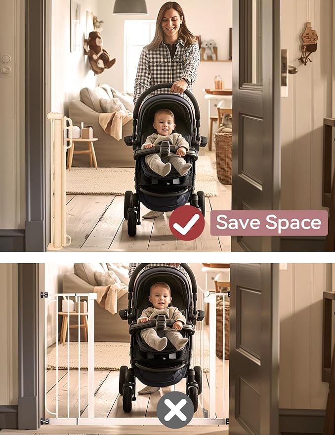 Momcozy Retractable Baby Gate, 33" Tall, Extends up to 55" Wide, Child Safety Baby Gates for Stairs, Doorways, Hallways, Indoor, Outdoor
