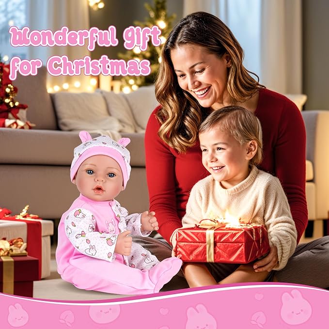 Aori Lifelike Reborn Baby Dolls - 18'' Realistic Newborn Girl Handmade Baby Doll with Pink Outfit & Birth Certificate - Weighted Body for Role Play, Gift for Kids Ages 3+
