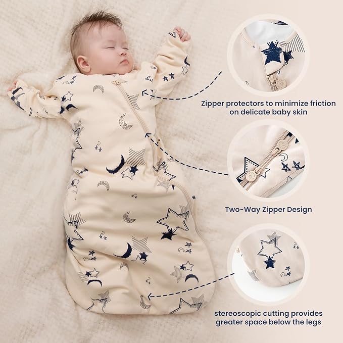 Unisex Sleeping Bag for Babies and Toddlers 1.0 Tog Sleep Sack 18-36Months, Newborn Sleep Sack, Wearable Blanket Baby, Sleep Sack with Sleeves, Gifts for Baby
