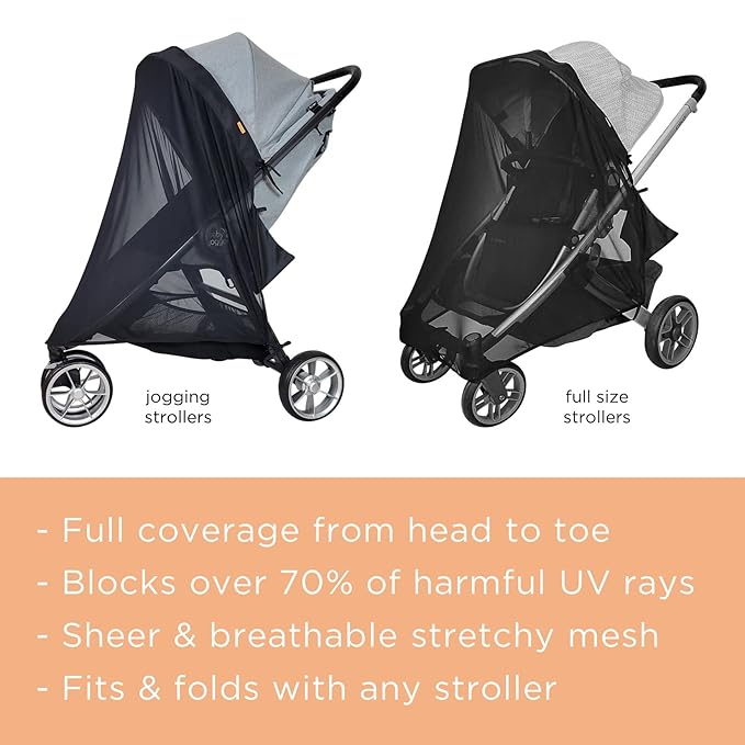 Baby Stroller Sun Shade Cover | Stroller Shade Extender for Sun | Canopy Extender with Full Coverage | Universal Baby Sunshade Accessories for Summer | Bug Net Protection Cover Attachment for Outdoor