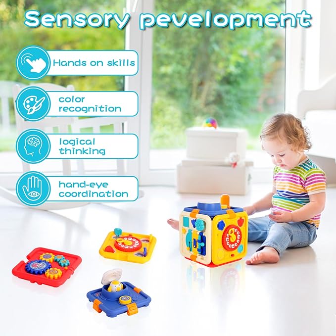 Montessori Toys for 1 2 Year Old Boy and Girl - Busy Board for 1 Year Old,Early Development Educational Activity Board for Toddlers 2-4