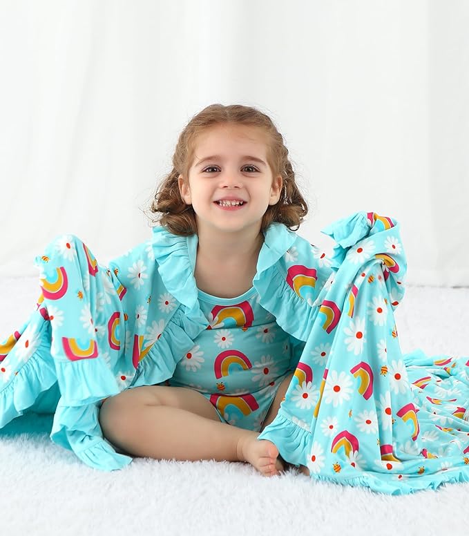 Premium Baby Blanket for Girls, Stretchy Quilt, Soft Crib Bedding for Newborn Baby and Toddler, Ruffle Nursery Blanket for Kids, Viscose Made from Bamboo 50''x50'' Daisy