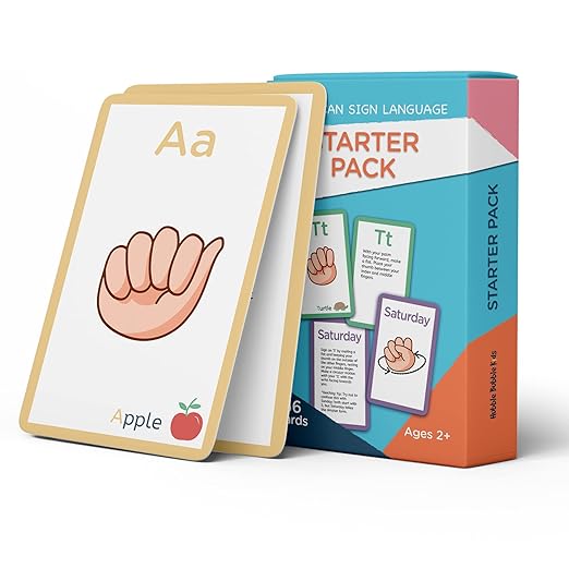 American Sign Language Flash Cards - 56 ASL Flash Cards for Kids, Babies, Toddlers. Sign Language for Kids Includes Alphabet, Numbers, Days, & Months. ASL Cards with Pictures and Descriptions.