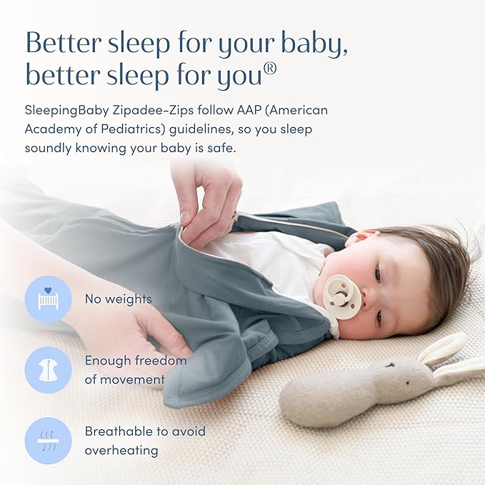SleepingBaby Zipadee-Zip Transition Swaddle - Cozy Baby Swaddle Blanket with Zipper Convenience - Roomy Wearable Blanket for Easy Diaper Changes - Classic Grey, X-Small (3-6 Month)
