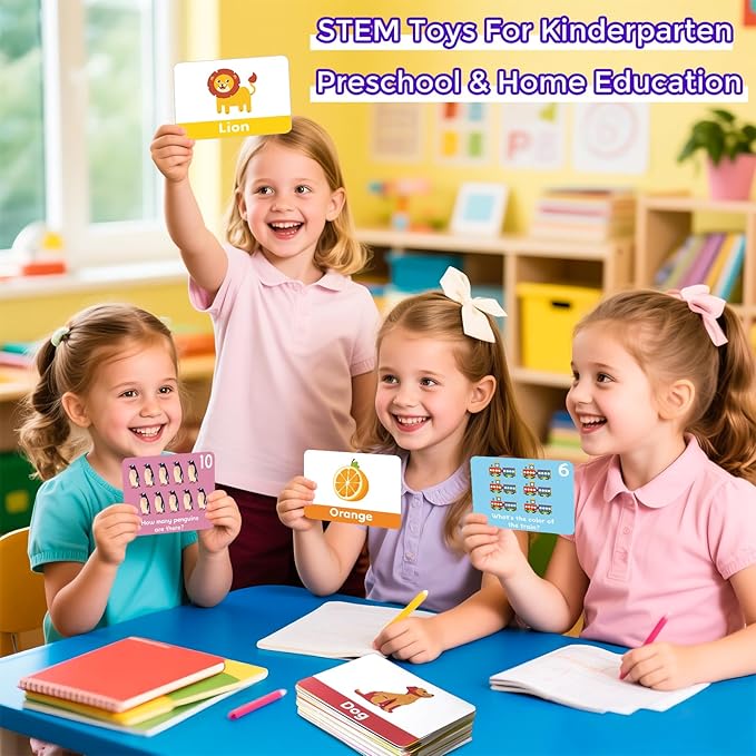 Baby Learning Flash Cards for Toddlers 1-7, Learn to Think Logically | Words Number Color Shape | 100 Double-Sided Cards Design, Educational Toys for Preschool Kindergarten Pre-K 12 Month