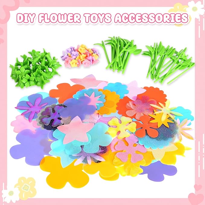 beefunni Flower Bouquet Craft Kits Accessories for Making 32 Flowers, DIY Arts & Crafts Toy Accessories-Flowers Market Toy Parts