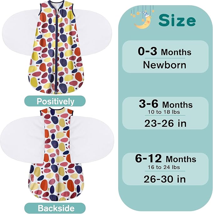 Newborn Sleep Sack Baby Swaddle,3-Way Adjustable Wearable Blanket,100% Rayon Cotton Swaddling Sleeping Bag,TOG 0.5 (Leopard & Cobble, 0-3 Months)