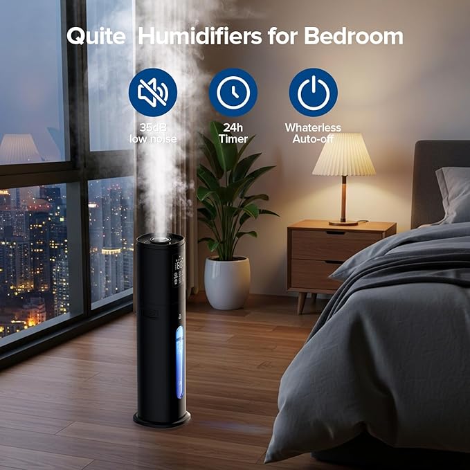 Smart Humidifiers for Bedroom Large Room, 7L/1.85Gal Quiet Humidifiers with 350ML/H Large Mist Speed,Smart App & Remote Control, 4 Mist Levels,Easy Top Fill, Cool Mist Humidifier for Home & Office